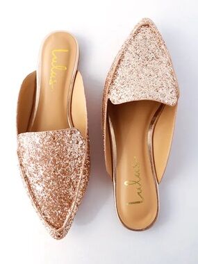 Lulu's Sparkling Gold Mules